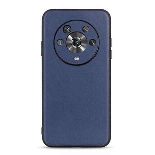 For Honor Magic4 Accurate Hole Lambskin Texture Genuine Leather Phone Case(Blue)