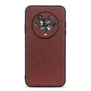 For Honor Magic4 Accurate Hole Lambskin Texture Genuine Leather Phone Case(Brown)