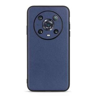 For Honor Magic4 Pro Accurate Hole Lambskin Texture Genuine Leather Phone Case(Blue)