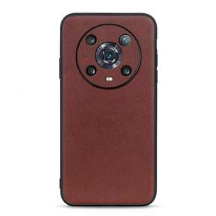For Honor Magic4 Pro Accurate Hole Lambskin Texture Genuine Leather Phone Case(Brown)