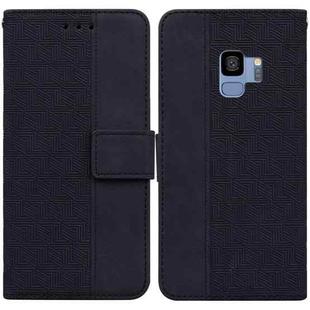 For Samsung Galaxy S9 Geometric Embossed Leather Phone Case(Black)