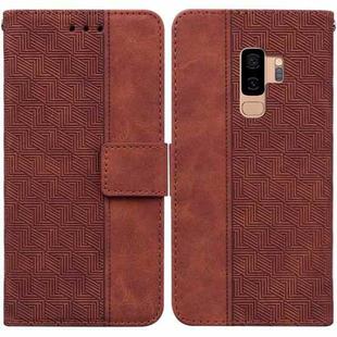 For Samsung Galaxy S9+ Geometric Embossed Leather Phone Case(Brown)