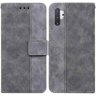For Samsung Galaxy Note10+ Geometric Embossed Leather Phone Case(Grey)