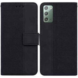 For Samsung Galaxy Note20 Geometric Embossed Leather Phone Case(Black)