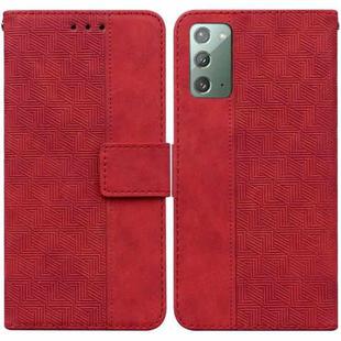 For Samsung Galaxy Note20 Geometric Embossed Leather Phone Case(Red)