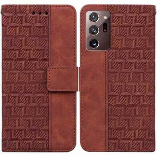 For Samsung Galaxy Note20 Ultra Geometric Embossed Leather Phone Case(Brown)
