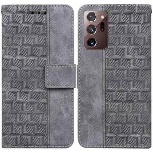 For Samsung Galaxy Note20 Ultra Geometric Embossed Leather Phone Case(Grey)