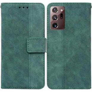 For Samsung Galaxy Note20 Ultra Geometric Embossed Leather Phone Case(Green)