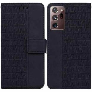 For Samsung Galaxy Note20 Ultra Geometric Embossed Leather Phone Case(Black)