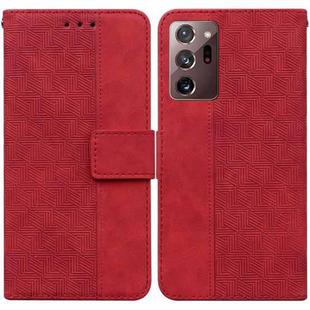 For Samsung Galaxy Note20 Ultra Geometric Embossed Leather Phone Case(Red)