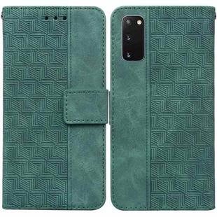 For Samsung Galaxy S20 Geometric Embossed Leather Phone Case(Green)