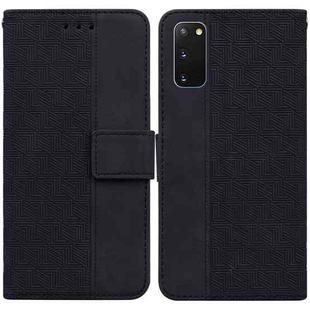 For Samsung Galaxy S20 Geometric Embossed Leather Phone Case(Black)