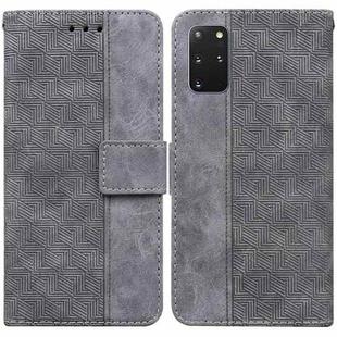 For Samsung Galaxy S20+ Geometric Embossed Leather Phone Case(Grey)