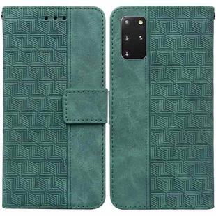 For Samsung Galaxy S20+ Geometric Embossed Leather Phone Case(Green)