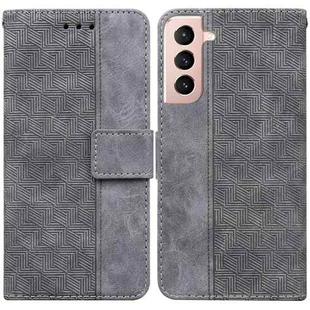 For Samsung Galaxy S21 5G Geometric Embossed Leather Phone Case(Grey)