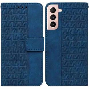 For Samsung Galaxy S21 5G Geometric Embossed Leather Phone Case(Blue)