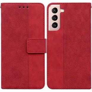 For Samsung Galaxy S21 5G Geometric Embossed Leather Phone Case(Red)