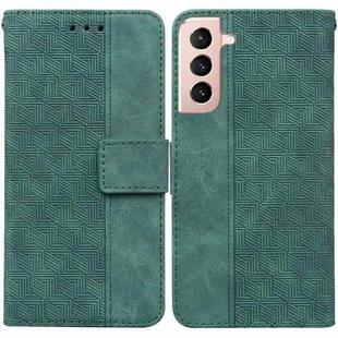 For Samsung Galaxy S22 5G Geometric Embossed Leather Phone Case(Green)