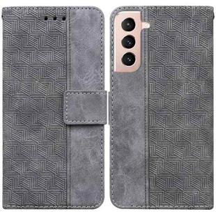 For Samsung Galaxy S22+ 5G Geometric Embossed Leather Phone Case(Grey)