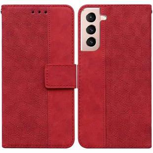 For Samsung Galaxy S22+ 5G Geometric Embossed Leather Phone Case(Red)