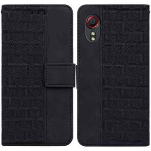 For Samsung Galaxy Xcover 5 Geometric Embossed Leather Phone Case(Black)