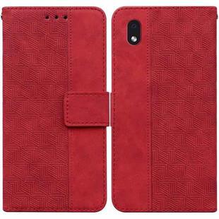 For Samsung Galaxy A01 Core Geometric Embossed Leather Phone Case(Red)