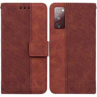 For Samsung Galaxy S20 FE 5G Geometric Embossed Leather Phone Case(Brown)