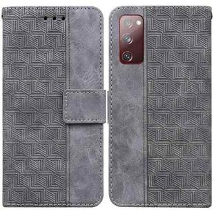 For Samsung Galaxy S20 FE 5G Geometric Embossed Leather Phone Case(Grey)