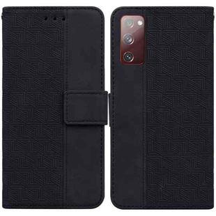 For Samsung Galaxy S20 FE 5G Geometric Embossed Leather Phone Case(Black)