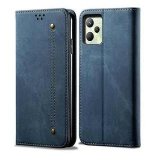 For OPPO Realme C35 Denim Texture Casual Style Leather Phone Case(Blue)