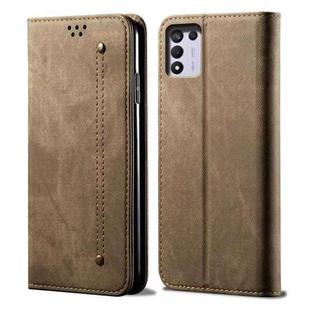 For OPPO Realme Q3T / K9S / Realme Q3s Denim Texture Casual Style Leather Phone Case(Khaki)