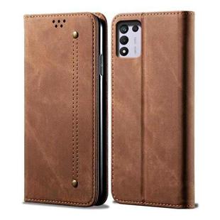 For OPPO Realme Q3T / K9S / Realme Q3s Denim Texture Casual Style Leather Phone Case(Brown)