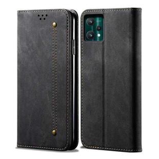For OPPO Realme 9 Pro Denim Texture Casual Style Leather Phone Case(Black)