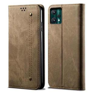 For OPPO Realme 9 Pro+ Denim Texture Casual Style Leather Phone Case(Khaki)