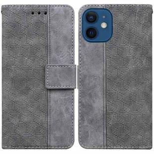 For iPhone 12 mini Geometric Embossed Leather Phone Case (Grey)