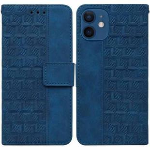 For iPhone 12 mini Geometric Embossed Leather Phone Case (Blue)