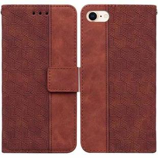 For iPhone SE 2022 / SE 2020 / 8 / 7 Geometric Embossed Leather Phone Case(Brown)