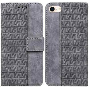 For iPhone SE 2022 / SE 2020 / 8 / 7 Geometric Embossed Leather Phone Case(Grey)
