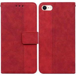 For iPhone SE 2022 / SE 2020 / 8 / 7 Geometric Embossed Leather Phone Case(Red)