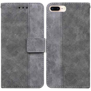 Geometric Embossed Leather Phone Case For iPhone 8 Plus / 7 Plus(Grey)