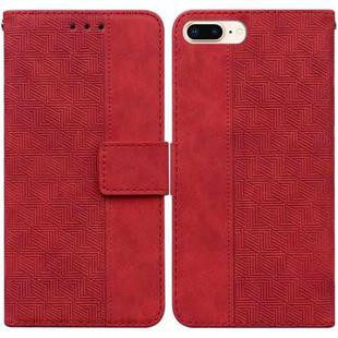 Geometric Embossed Leather Phone Case For iPhone 8 Plus / 7 Plus(Red)