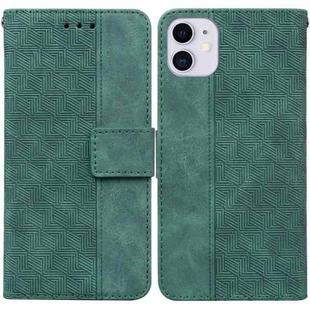 For iPhone 11 Geometric Embossed Leather Phone Case (Green)