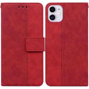 For iPhone 11 Geometric Embossed Leather Phone Case (Red)