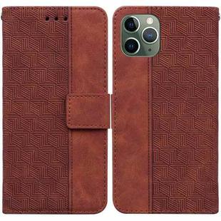 For iPhone 11 Pro Geometric Embossed Leather Phone Case (Brown)