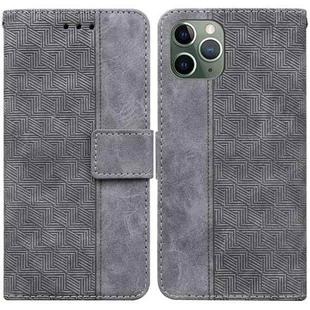 For iPhone 11 Pro Geometric Embossed Leather Phone Case (Grey)