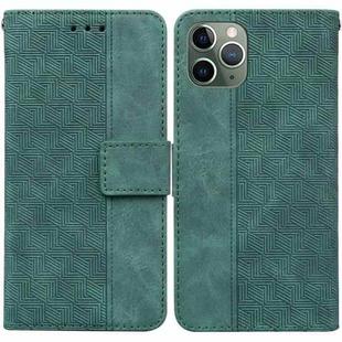 For iPhone 11 Pro Geometric Embossed Leather Phone Case (Green)