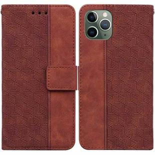 For iPhone 11 Pro Max Geometric Embossed Leather Phone Case (Brown)