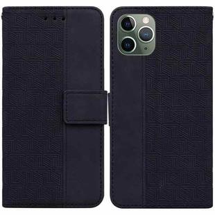 For iPhone 11 Pro Max Geometric Embossed Leather Phone Case (Black)