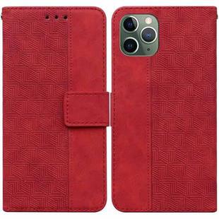 For iPhone 11 Pro Max Geometric Embossed Leather Phone Case (Red)