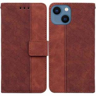 For iPhone 13 Geometric Embossed Leather Phone Case(Brown)